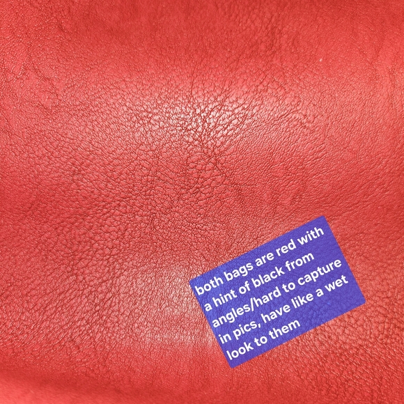 CBOCS  Red Satchel Purse w/Matching Zip Cosmetic Bag Suede Like Lining E.U.C. - Picture 3 of 13